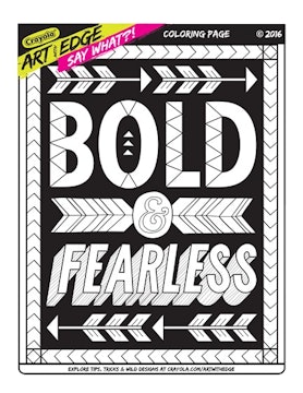 "Bold and Fearless" coloring page for kids