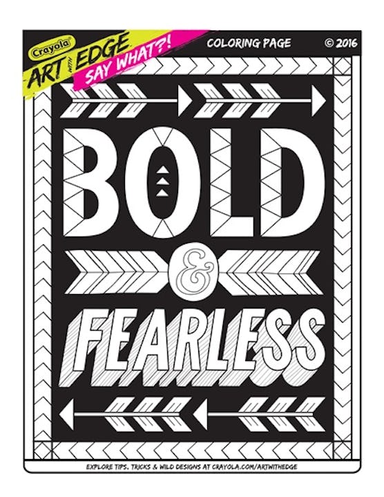 "Bold and Fearless" coloring page for kids