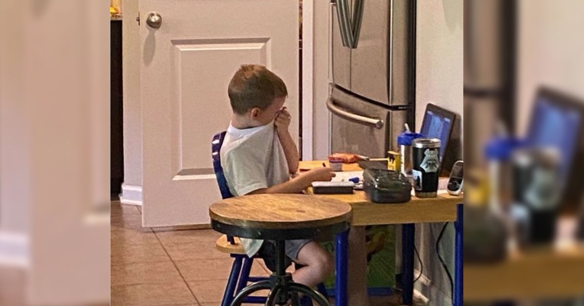 Photo Of 5-Year-Old Crying Over Distance Learning Goes Viral