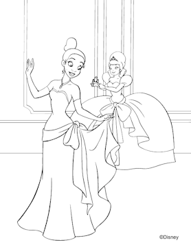 Disney's Tiana coloring page for kids
