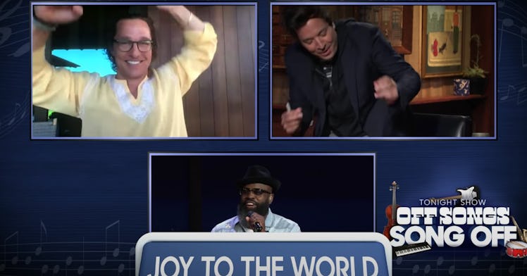 Matthew McConaughey on a video call with Jimmy Fallon during the OFF SONGS game on The Tonight Show