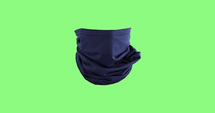 black neck gaiter isolated on neon green background