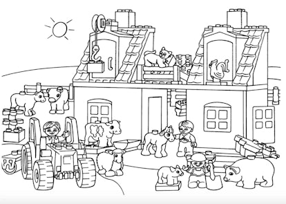 Lego Farm coloring page for kids