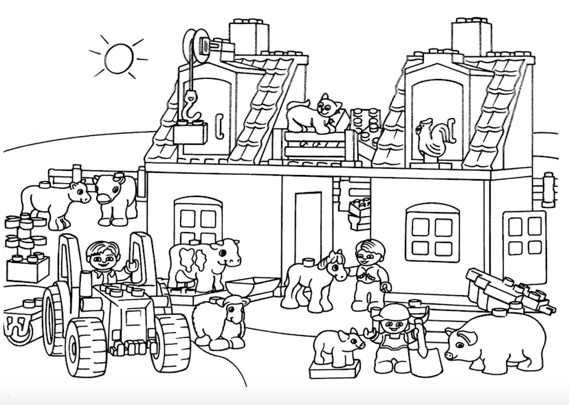 Lego Farm coloring page for kids