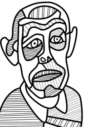 Coloring page for kids of Jean Dubuffet's self-portrait