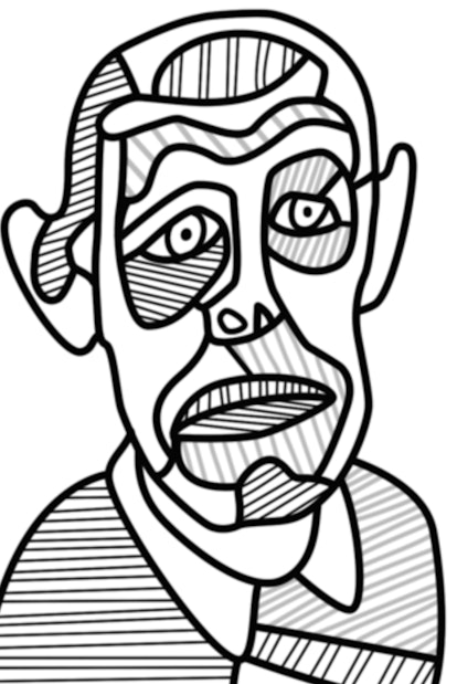 Coloring page for kids of Jean Dubuffet's self-portrait