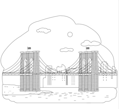 "Brooklyn Bridge" coloring page for kids