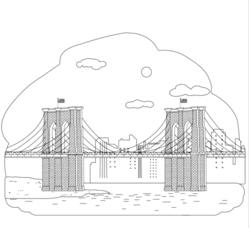 "Brooklyn Bridge" coloring page for kids