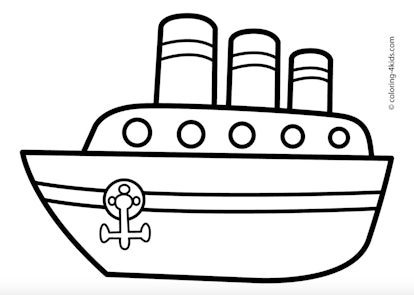 Coloring page for kids of a ship