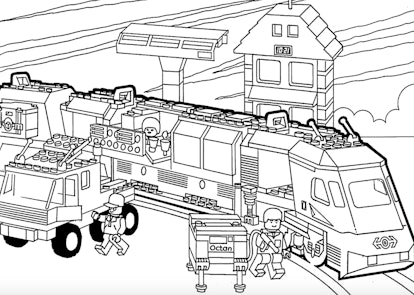 Lego Train coloring page for kids