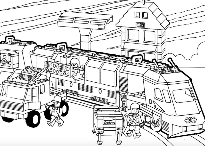 Lego Train coloring page for kids