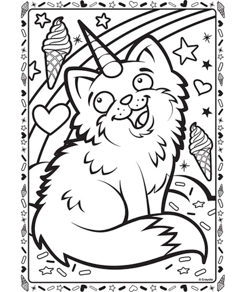 Unicorn Cat Coloring Page for Kids