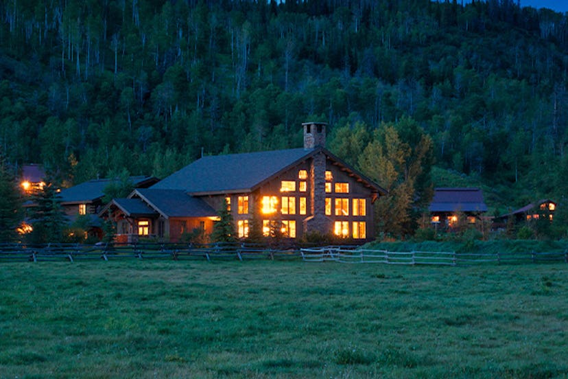 Vista Verde Ranch from Clark, Colorado with the interior lights turned on