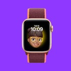 a new apple watch series 6 with a kid-friendly image on the screen, set against a purple background