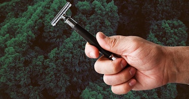 Man holding razor to shave himself