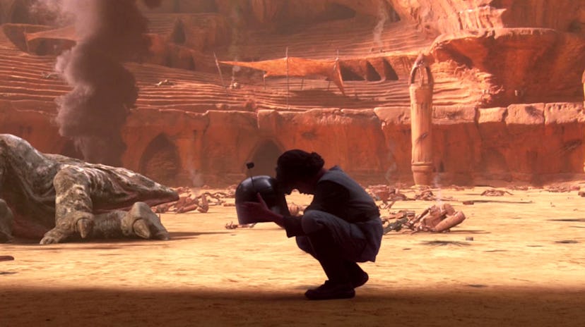 Young Boba Fett mourns his father’s demise. 