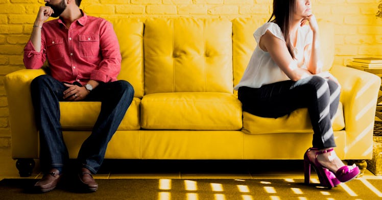Couple on couch considering trial separation