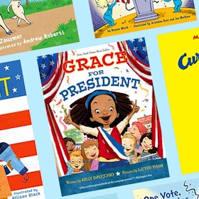 Covers of picture books about elections for kids with "Grace for President" in the middle