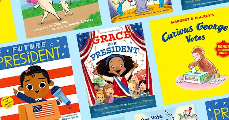 Covers of picture books about elections for kids with "Grace for President" in the middle