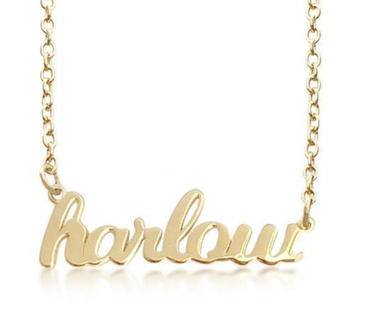 Tiny Tags Gold Script Nameplate Necklace