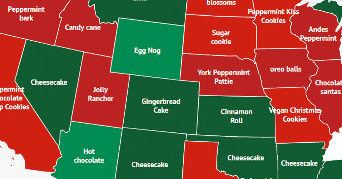 Map Shows Most Uniquely Popular Holiday Treats Christmas Desserts map-shows-most-uniquely-popular-holiday-treats-christmas-desserts
