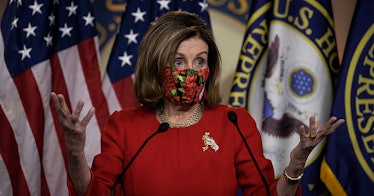 Nancy Pelosi wearing a mask