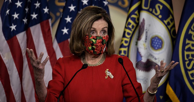 Nancy Pelosi wearing a mask