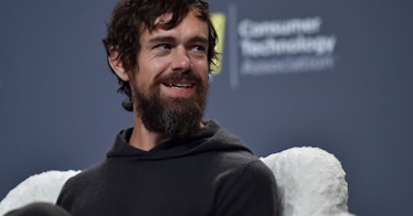 Jack Dorsey sits on a chair