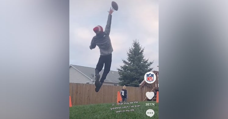 Screenshot of TikTok video where kid catches ball