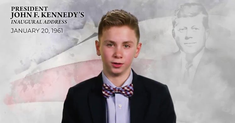Brayden Harrington gives a speech at DNC