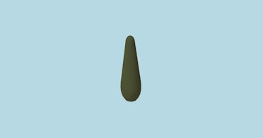 a dark green vibrator on top of a light blue background