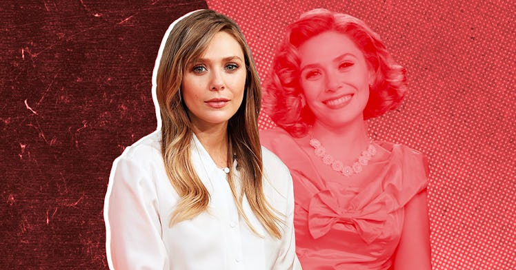 Elizabeth olsen as Wanda in WandaVision collage wallpaper