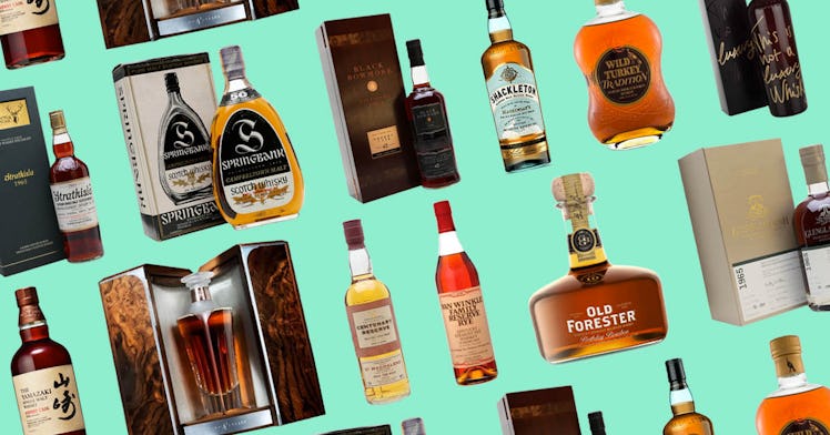 photo collage of the most expensive -- and best -- bottles of whiskey you can buy