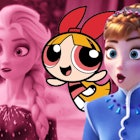 Elsa and Anna from Frozen and a Powerpuff Girls' Blossom