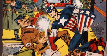 Captain America punches a Nazi