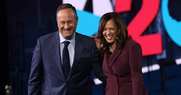 Doug Emhoff and Kamala Harris smile
