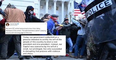 Trump supporters charge the Captiol building