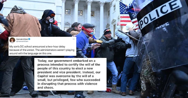 Trump supporters charge the Captiol building