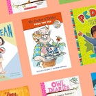 several of the best chapter books for kids are displayed on a pastel backdrop