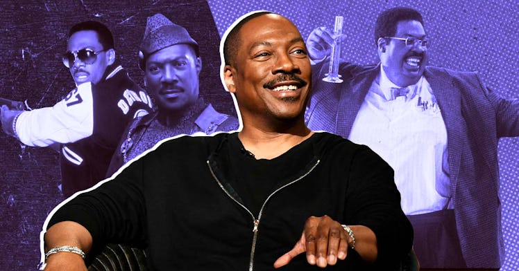 Comedian Eddie Murphy, against a purple backdrop, talks about Coming 2 America, and his kids.