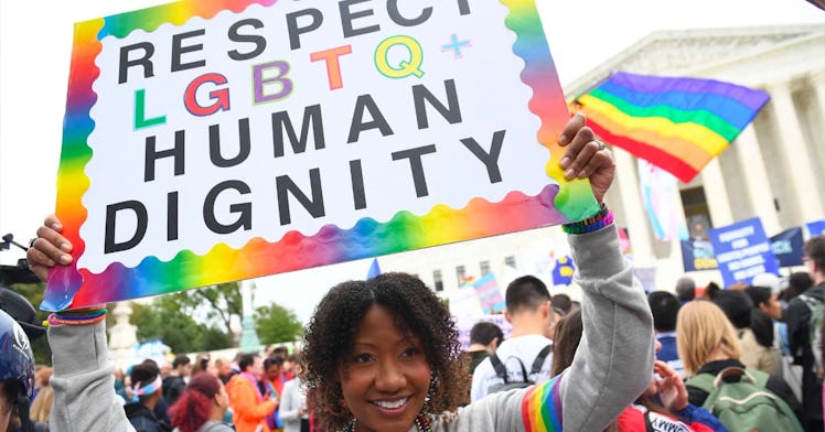 A protestor fights for LGBTQ+ equality