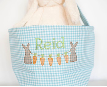 Personalized Embroidered Gingham Easter Basket