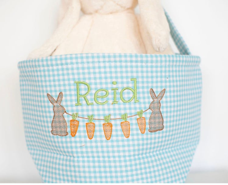 Personalized Embroidered Gingham Easter Basket