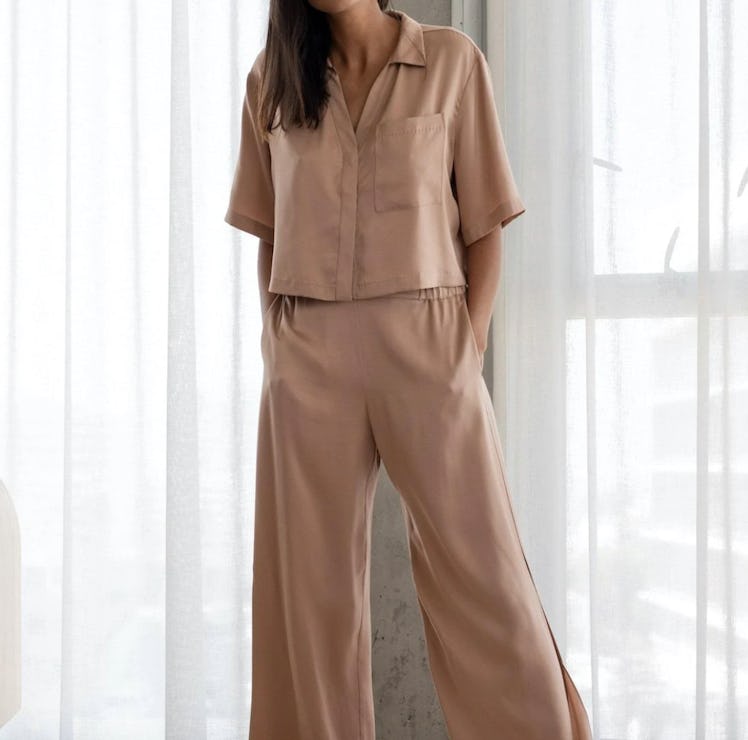 Washable Silk Button Down Pant Set by Lunya
