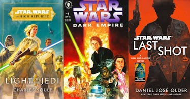 photo collage of book covers for three of the best Star Wars books for kids