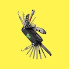 A great bike multi-tool set against a yellow background