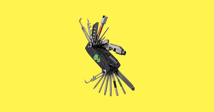 A great bike multi-tool set against a yellow background