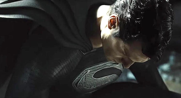 Superman in his black suit in the Snyder Cut