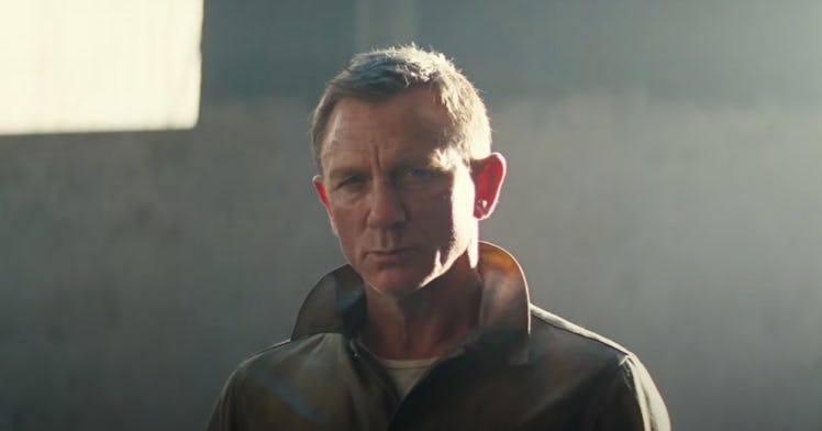 Daniel Craig wearing the new, brown James Bond jacket in the film No Time To Die
