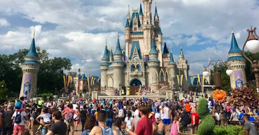 A crowded Disney World scene